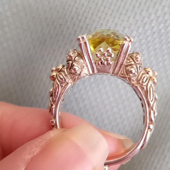 BARBARA BIXBY STERLING SILVER, 18k GOLD RING WITH LEMON YELLOW QUARTZ - Picture 2 of 10